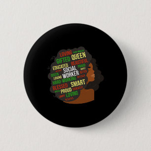 Macaron Rond 5 Cm Travailleur social noir Africain-Américain