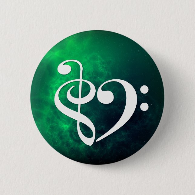Macaron Rond 5 Cm Treble Clef Bass Clef Coeur Baid Green Nebula (Devant)