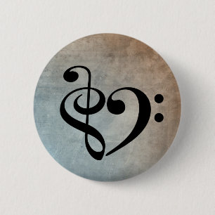 Macaron Rond 5 Cm Treble Clef Bass Clef Coeur feuille Vintage musiqu