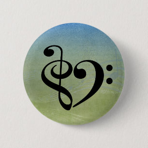 Macaron Rond 5 Cm Treble Clef Bass Clef Coeur feuille Vintage musiqu