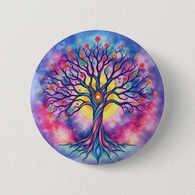Macaron Rond 5 Cm Tree of Life (Devant)
