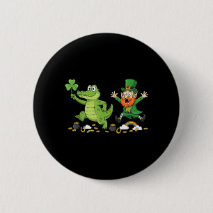 Macaron Rond 5 Cm Trèfle d'alligator drôle Saint-Patrick femmes homm