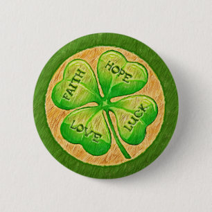 Macaron Rond 5 Cm Trèfle de quatre feuilles - chance d'amour