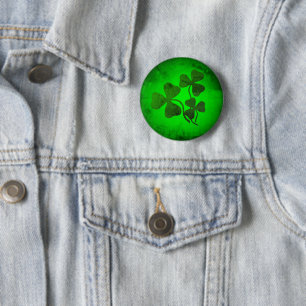 Macaron Rond 5 Cm Trèfle irlandais/trèfle vert, éclat vert de l'Irla