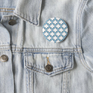 Macaron Rond 5 Cm Trellis bleu blanc et bébé, treillis, Quatrefoil
