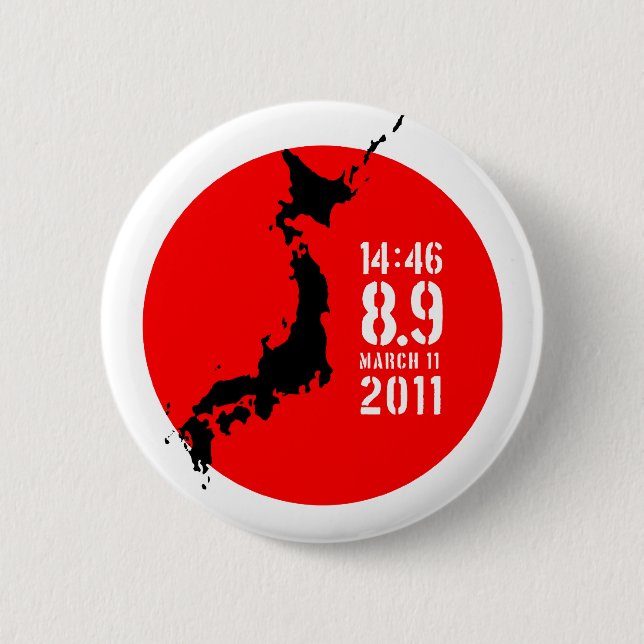 Macaron Rond 5 Cm Tremblement de terre du Japon (Devant)