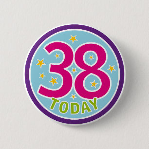 Macaron Rond 5 Cm trente-huitième INSIGNE d'ANNIVERSAIRE