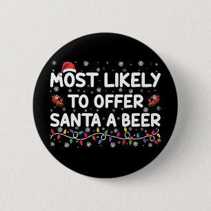 Macaron Rond 5 Cm Très Probable D'Offrir À Père Noël Une Beer Christ