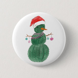 Macaron Rond 5 Cm Très un bonhomme de neige de Noël de cactus