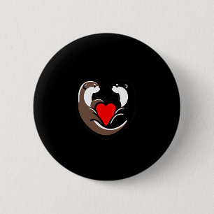 Macaron Rond 5 Cm Trésor Chaque Otter Amour Coeur