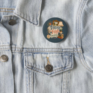 Macaron Rond 5 Cm Trésors de Cottage Vintage Bleu