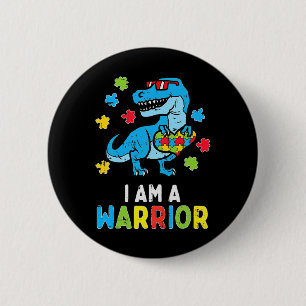Macaron Rond 5 Cm Trex Dino Je Suis Un Guerrier Toddler Garçons Auti