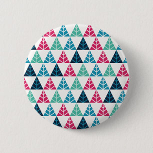 Macaron Rond 5 Cm Triangle des pins festifs Mosaïque Abstrait Noël I
