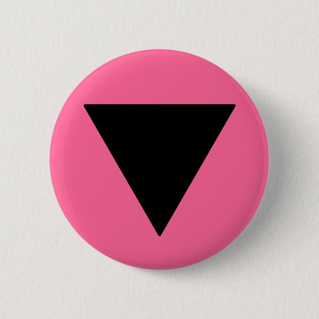 Macaron Rond 5 Cm Triangle noir de la fierté lesbienne (Devant)