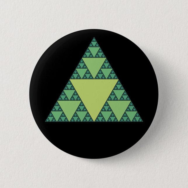 Macaron Rond 5 Cm Triangle Sierpinski dans les tons verts (Devant)