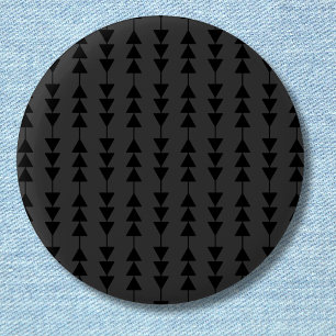 Macaron Rond 5 Cm Triangles à pendage noir moderne et élégant sur fu
