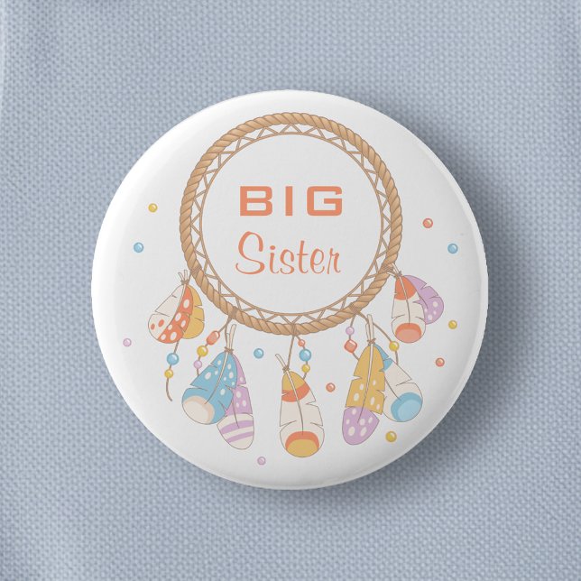 Macaron Rond 5 Cm Tribal Dreamcatcher Boho Big Sister (Créateur téléchargé)