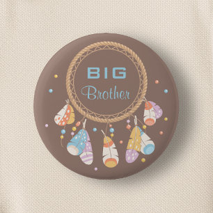 Macaron Rond 5 Cm Tribal Dreamcatcher Boho Nouveau bébé Big Brother