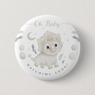 Macaron Rond 5 Cm Triceratops Fête de Naissance Bébé Dinosaure Neutr