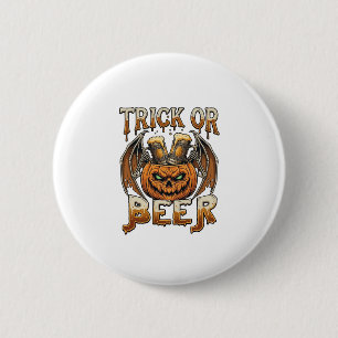 Macaron Rond 5 Cm Trick Or Beer Halloween Citrouille Squelette Ailes