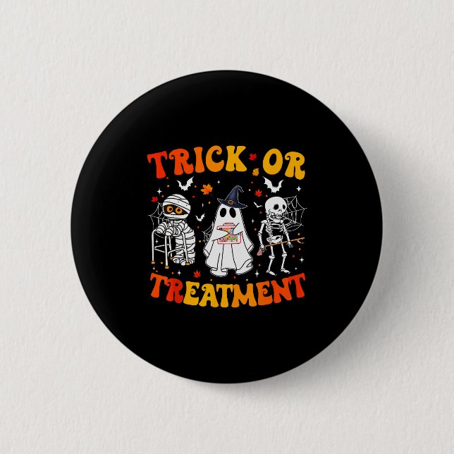 Macaron Rond 5 Cm Trick Or Pt Physical Therapy Therast Halloween  (Devant)