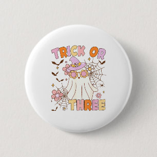 Macaron Rond 5 Cm Trick Or Three Fantômes Mignons Groovy 3ème Annive