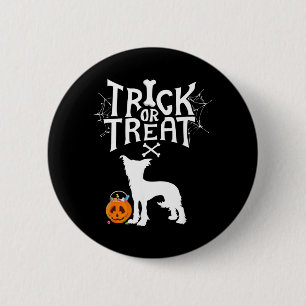 Macaron Rond 5 Cm Trick Or Treat Chien Crête Chinoise Halloween