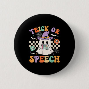 Macaron Rond 5 Cm Trick Ou Discours Halloween Slp Rétro Thérapie de 