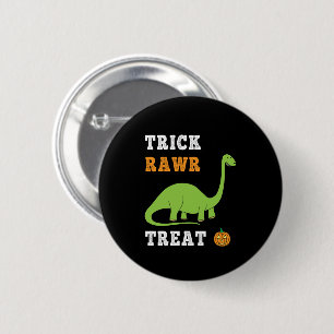 Macaron Rond 5 Cm Trick Rawr Treat Cute Halloween Brontosaurus Dino