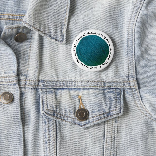Macaron Rond 5 Cm Tricot Lingo Fil Bal Artisanat Turquoise (En situation)