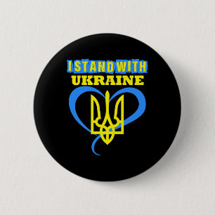 Macaron Rond 5 Cm Trident d'Ukraine Drapeau de l'Ukraine Drapeau ukr