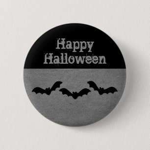 Macaron Rond 5 Cm Trio de chauves-souris Bouton d'Halloween, gris
