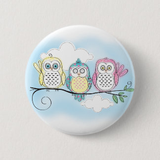 Macaron Rond 5 Cm Trio de hibou