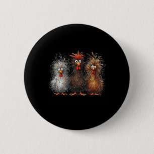 Macaron Rond 5 Cm Trio de poulets gribouillés Cheveux fous Drôles Po