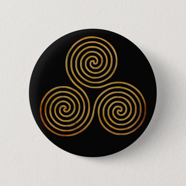 Macaron Rond 5 Cm triple spirale celtique - or antique OneLine (Devant)