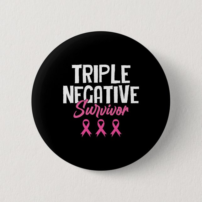 Macaron Rond 5 Cm Triple survivant négatif Sensibilisation au cancer (Devant)