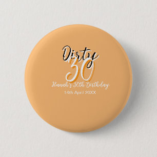 Macaron Rond 5 Cm Triste trente orange blanc simple rétro annonce d'