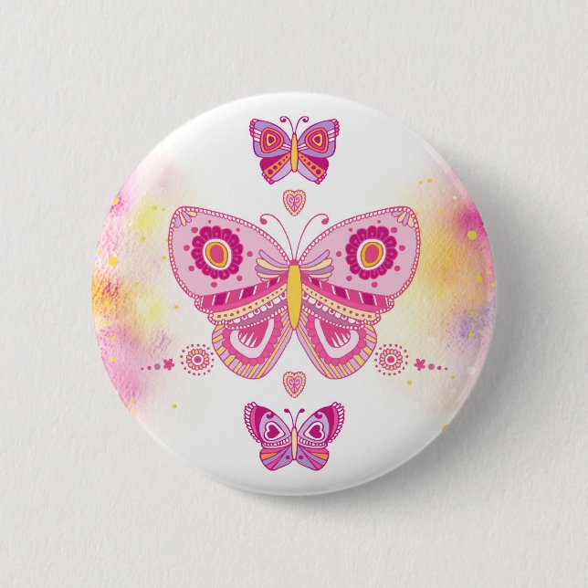 Macaron Rond 5 Cm Trois papillons (Devant)