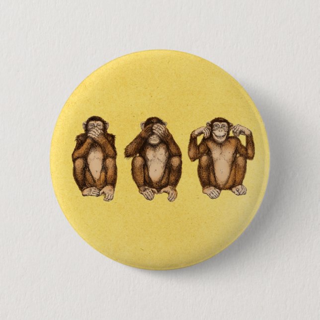 Macaron Rond 5 Cm Trois singes sages (Devant)
