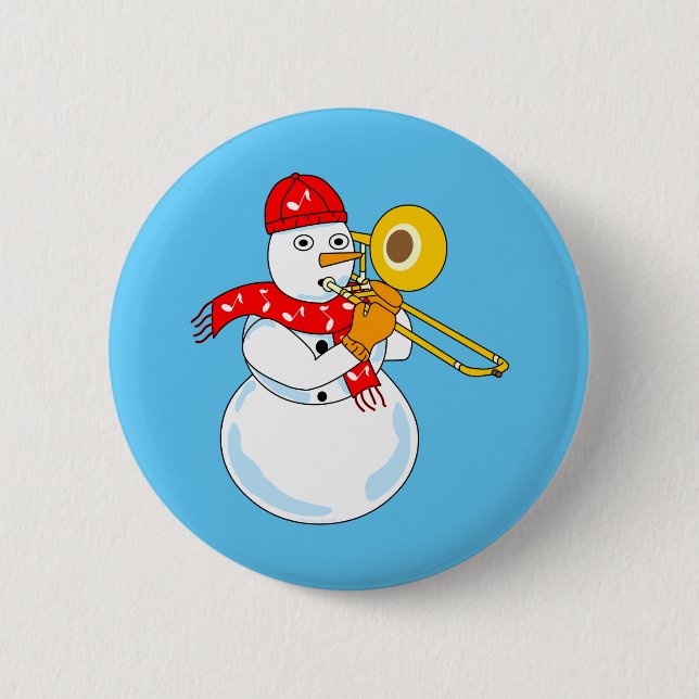 Macaron Rond 5 Cm Trombone Snowman (Devant)