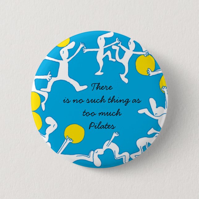Macaron Rond 5 Cm Trop d'insigne de Pilates, bleu (Devant)