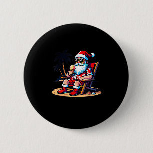 Macaron Rond 5 Cm Tropical Summer Funny Hawaiian Santa Claus Christm