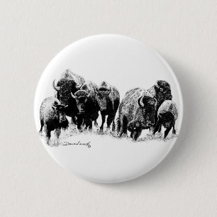 Macaron Rond 5 Cm Troupeau de Buffalo