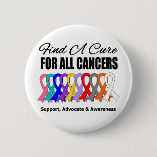 Macaron Rond 5 Cm Trouver un Ruban Cure pour tous les Cancers