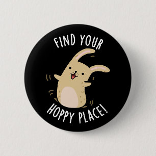 Macaron Rond 5 Cm Trouvez votre place Hoppy Funny Rabbit Pun Dark BG
