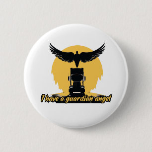 Macaron Rond 5 Cm Truck Guardian Protection Angel Faith Road Journey