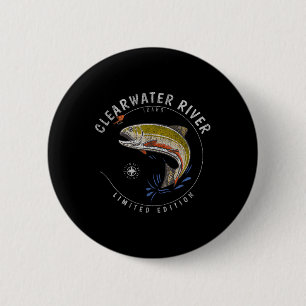 Macaron Rond 5 Cm Truite de la rivière Clearwater pêche à la mouche 