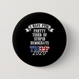Macaron Rond 5 Cm Trump 2020, Drapeau américain assez fatigué
