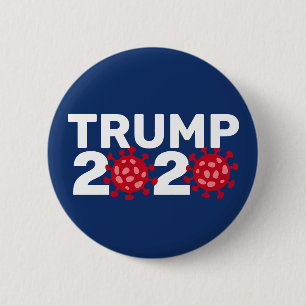 Macaron Rond 5 Cm Trump 2020 - Le virus de l'ennui rouge et bleu mar