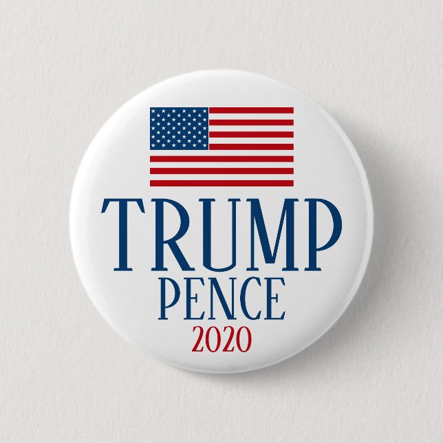 Macaron Rond 5 Cm Trump 2020 - Préppy American Flag Rouge Blanc Bleu (Devant)